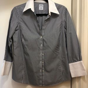 Brooks Brothers dark navy and white button down